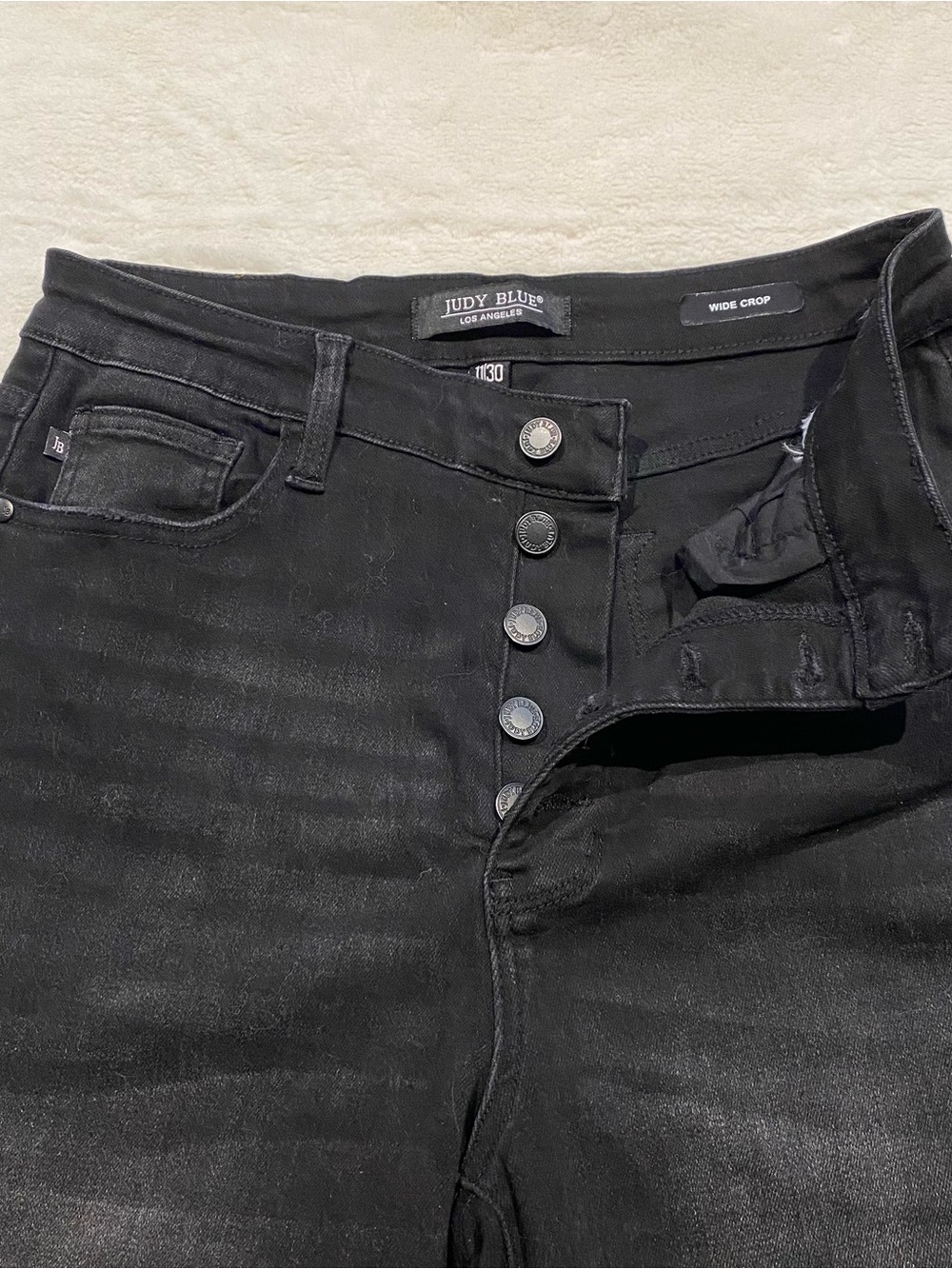 (11) Judy Blue Wide Leg Crop Jean Perfect Storm Black High Waist 30 Cropped - Picture 3 of 14